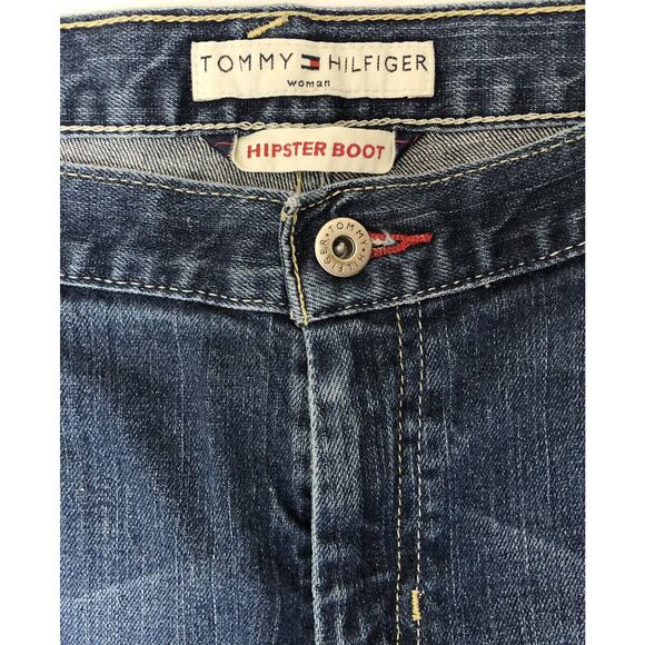 TOMMY HILFIGER Jeans Womens 36X24 Hipster Boot Whiskered Blue Stretch Cropped - Picture 9 of 16